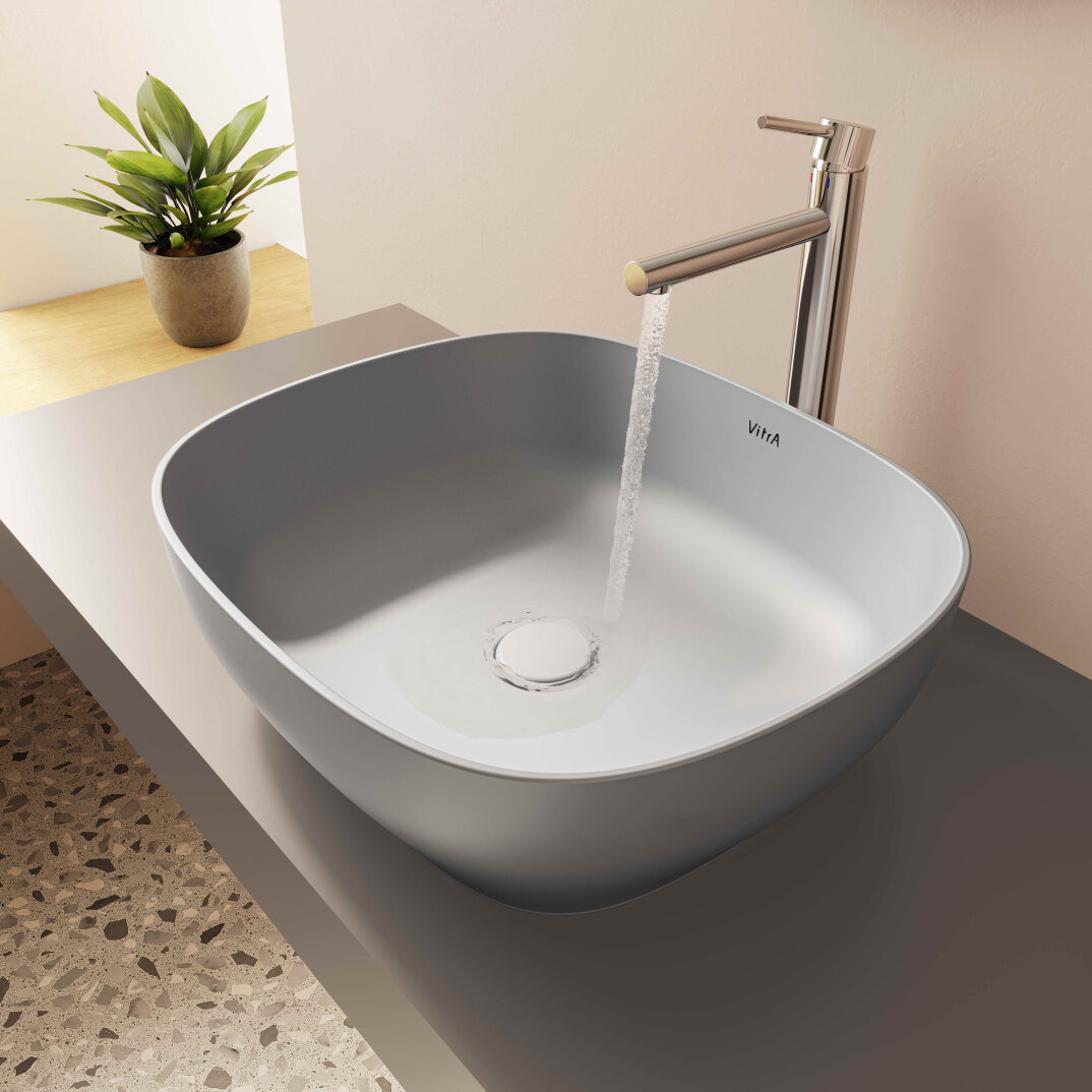 VitrA Outline Kare Çanak Lavabo, 48 cm, Mat Taş Gri,5994B476-0016 - 4