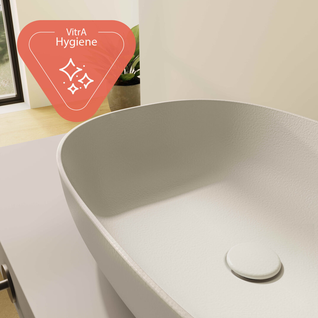VitrA Outline Recycled Dikdörtgen Lavabo, 48x42 cm, Mat Bej,7994B066-0016 - 3