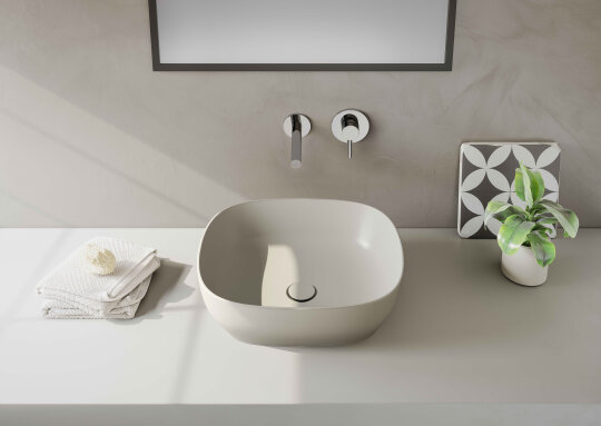 VitrA Outline Recycled Dikdörtgen Lavabo, 48x42 cm, Mat Bej,7994B066-0016 - 4