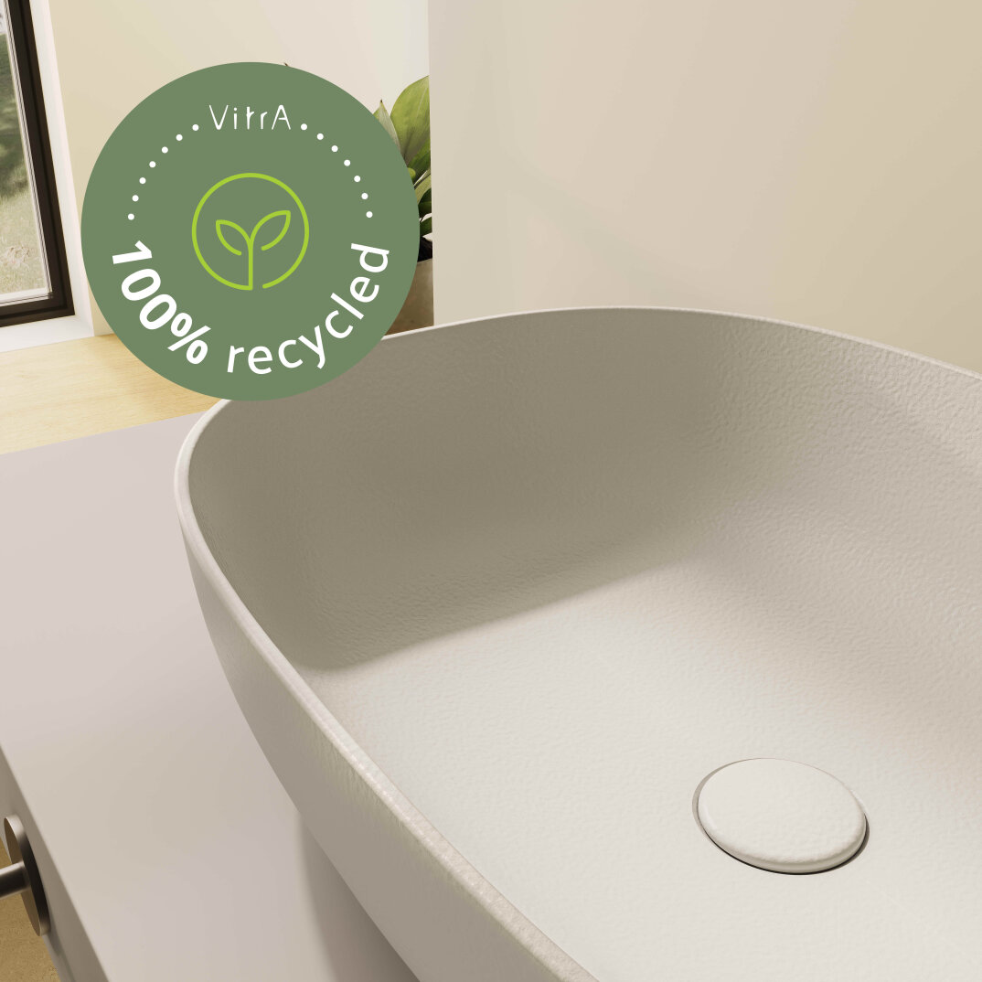 VitrA Outline Recycled Dikdörtgen Lavabo, 48x42 cm, Mat Bej,7994B066-0016 - 5