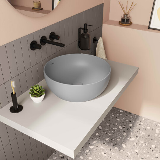 VitrA Outline Yuvarlak Çanak Lavabo, 40 cm, Mat Taş Gri,5992B476-0016 - 2