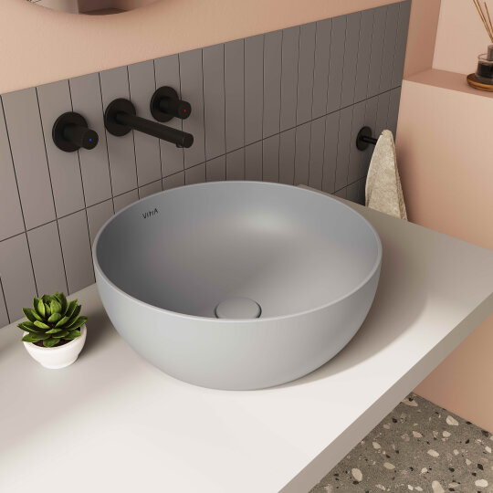 VitrA Outline Yuvarlak Çanak Lavabo, 40 cm, Mat Taş Gri,5992B476-0016 - 4