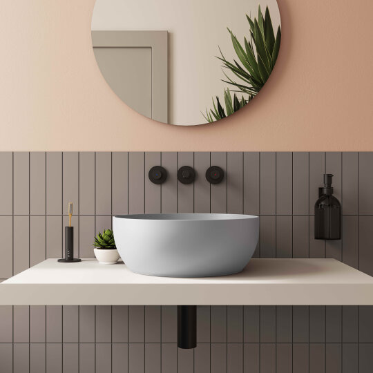 VitrA Outline Yuvarlak Çanak Lavabo, 40 cm, Mat Taş Gri,5992B476-0016 - 6