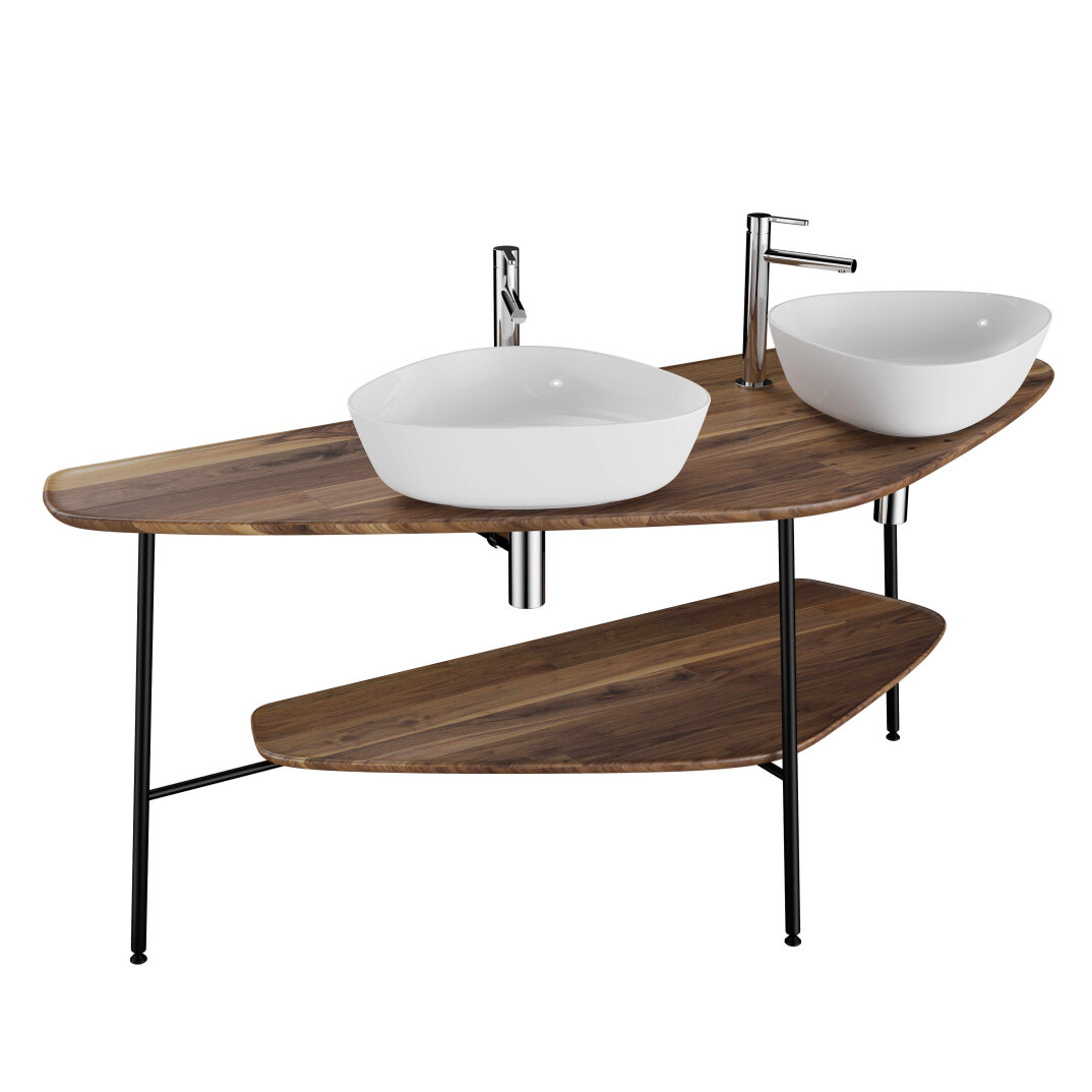VitrA Plural Büyük Tezgah, 160 cm, Amerikan Ceviz, Çift Armatür Delikli,64043 - 1