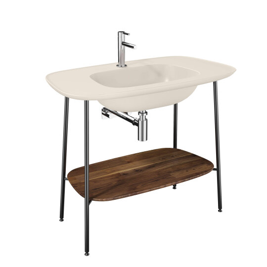 VitrA Plural Etajerli Lavabo Ünitesi, 100 cm, Koyu Meşe / Mat Kum Beji Lavabo,81027