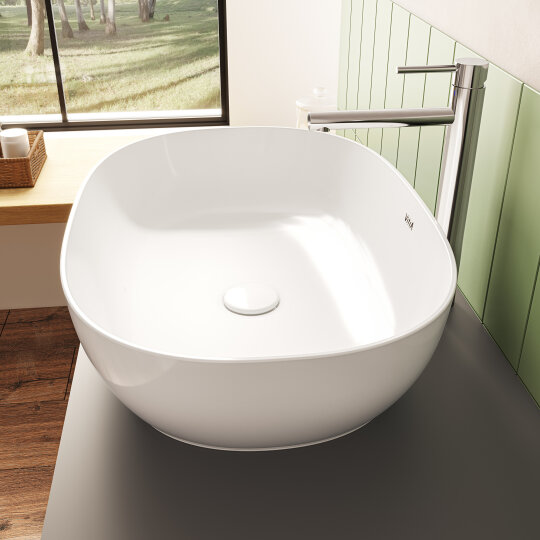 VitrA Plural Kare Yüksek Çanak Lavabo, 45 cm, Mat Kum Beji, VitrAClean, 7811B422-0016 - 5