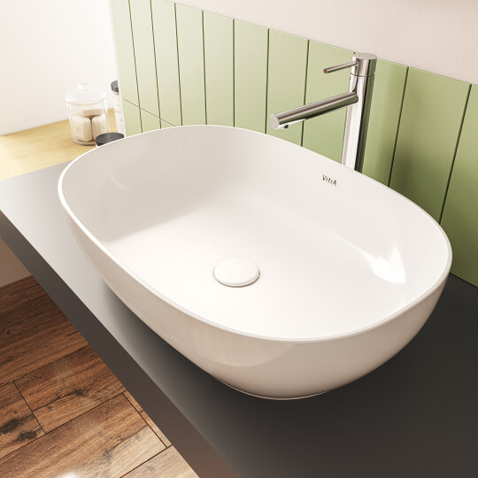 VitrA Plural Kare Yüksek Çanak Lavabo, 45 cm, Mat Kum Beji, VitrAClean, 7811B422-0016 - 6
