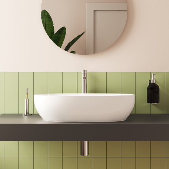 VitrA Plural Kare Yüksek Çanak Lavabo, 45 cm, Mat Kum Beji, VitrAClean, 7811B422-0016 - 7