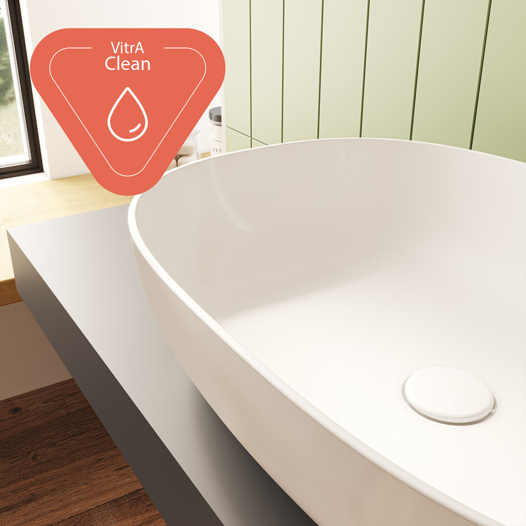 VitrA Plural Kare Yüksek Çanak Lavabo, 45 cm, Mat Kum Beji, VitrAClean, 7811B422-0016 - 9