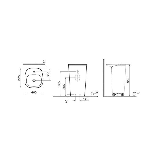 Vitra Plural Monoblok Lavabo, 50 cm, Mat Siyah, 7814B483-0001 - 3