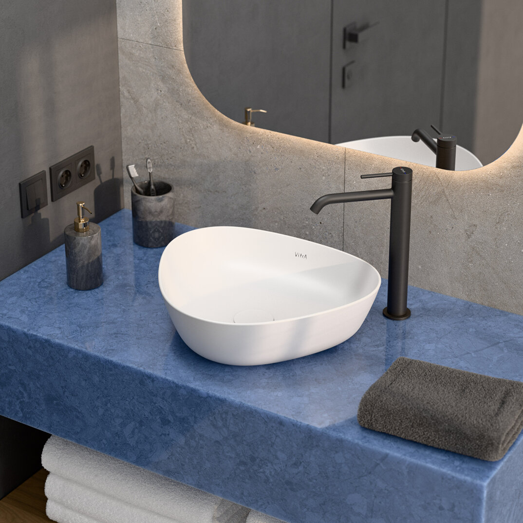 VitrA Plural Üçgen Tezgah Altı Lavabo, 47 cm, Mat Beyaz, 7812B401-1083 - 5