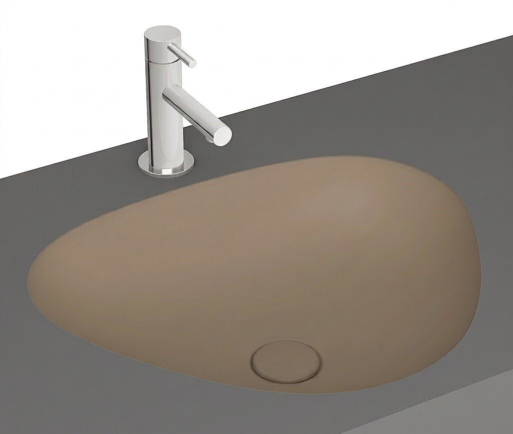 VitrA Plural Üçgen Tezgah Altı Lavabo, 47 cm, Mat Kil Beji,7812B474-1083 - 1