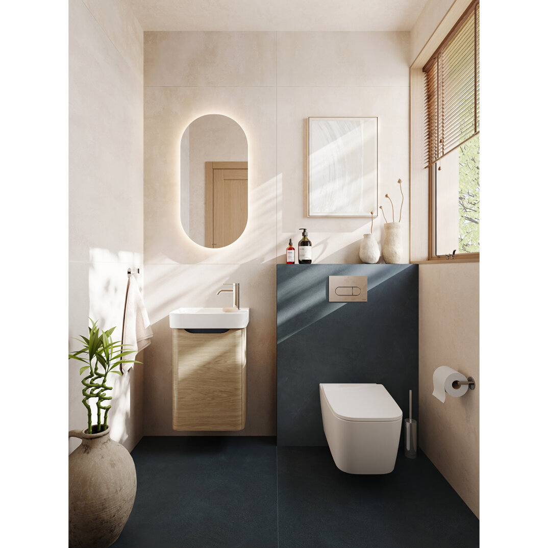 VitrA Prime Aydınlatmalı ve Sensörlü Oval Ayna, 45 cm, Altın Meşe, 80443 - 6