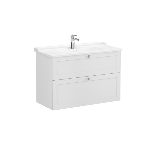 VitrA Root Classic Çift Çekmeceli Lavabo Dolabı, 100 cm, Mat Açık Gri (Klasik Lavabo Dahil),68891 - 6