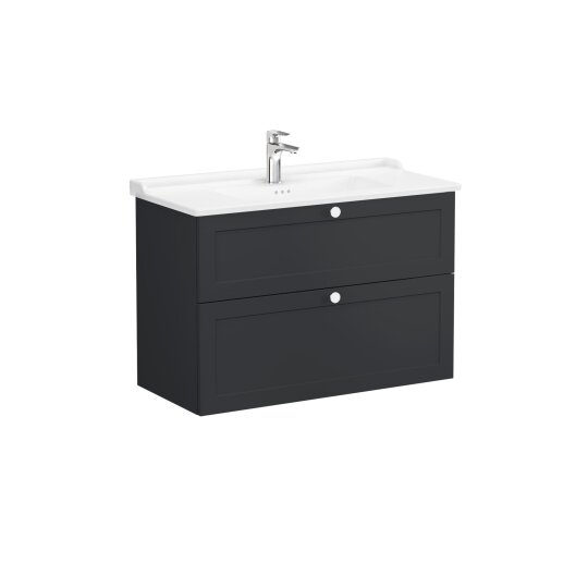 VitrA Root Classic Çift Çekmeceli Lavabo Dolabı, 100 cm, Mat Grafit (Klasik Lavabo Dahil),68894 - 2
