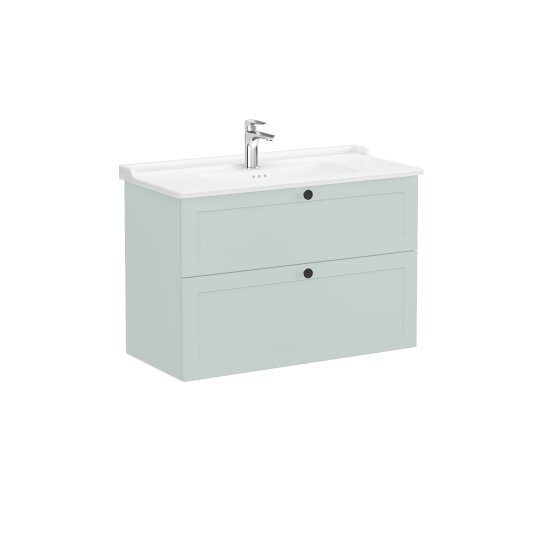 VitrA Root Classic Çift Çekmeceli Lavabo Dolabı, 100 cm, Mat Retro Yeşil (Klasik Lavabo Dahil),68896 - 2
