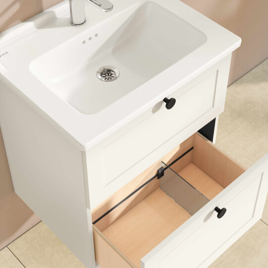 VitrA Root Classic Çift Çekmeceli Lavabo Dolabı, 60 cm, Mat Beyaz (Klasik Lavabo Dahil),68848 - 3