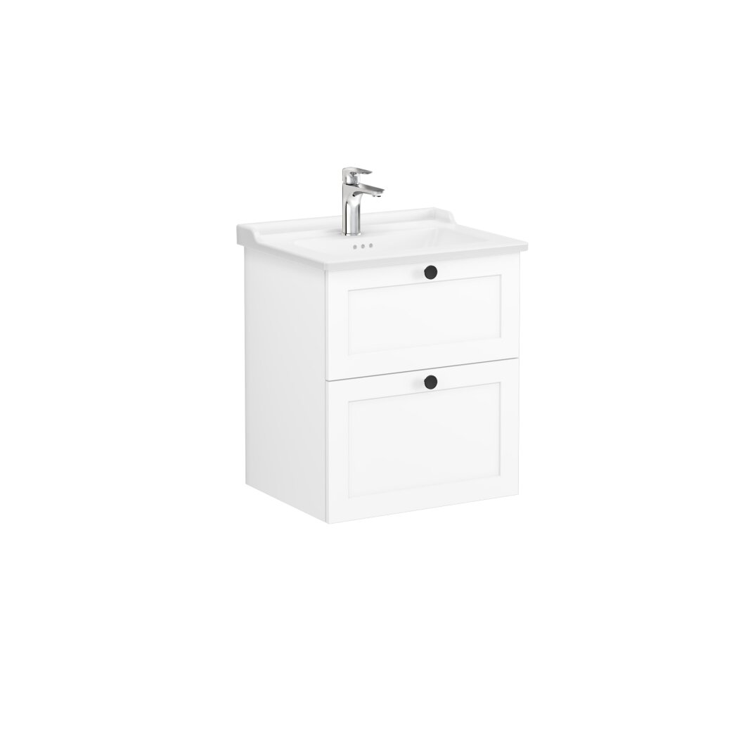 VitrA Root Classic Çift Çekmeceli Lavabo Dolabı, 60 cm, Mat Beyaz (Klasik Lavabo Dahil),68848 - 6