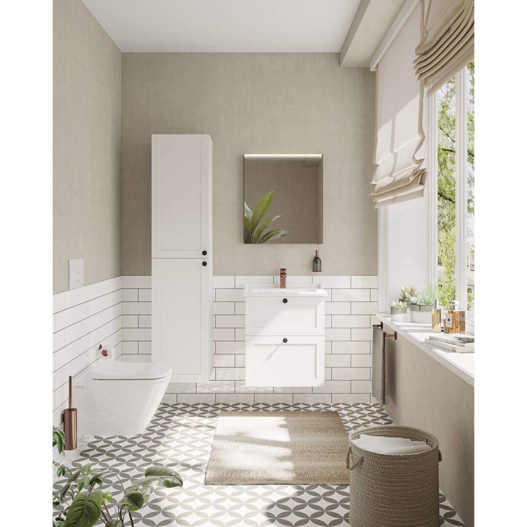 VitrA Root Classic Çift Çekmeceli Lavabo Dolabı, 60 cm, Mat Beyaz (Klasik Lavabo Dahil),68848 - 7