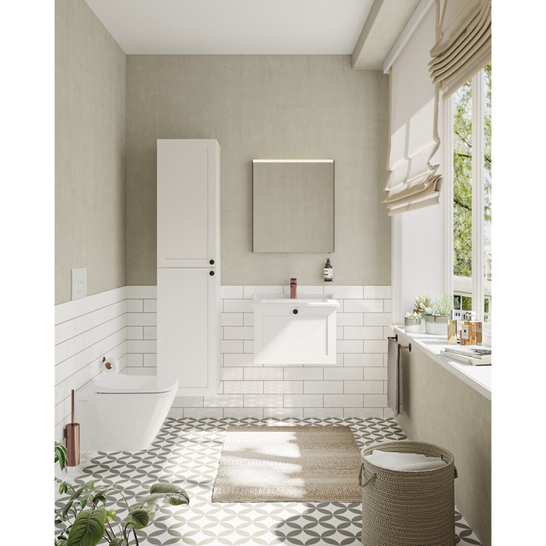 VitrA Root Classic Çift Çekmeceli Lavabo Dolabı, 60 cm, Mat Beyaz (Klasik Lavabo Dahil),68848 - 10