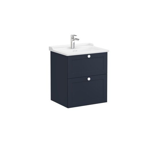 VitrA Root Classic Çift Çekmeceli Lavabo Dolabı, 60 cm, Mat Lacivert (Klasik Lavabo Dahil),68853