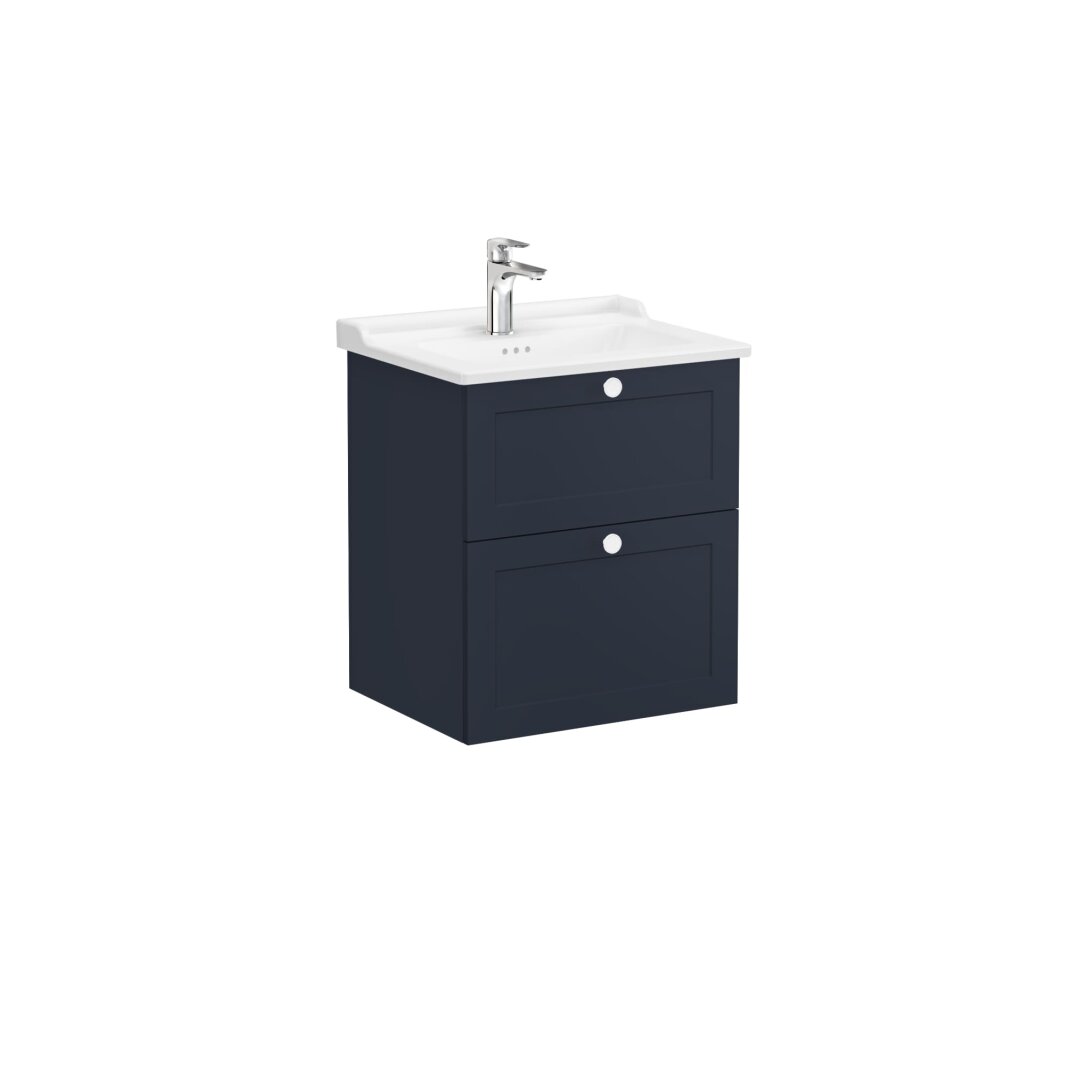 VitrA Root Classic Çift Çekmeceli Lavabo Dolabı, 60 cm, Mat Lacivert (Klasik Lavabo Dahil),68853 - 1