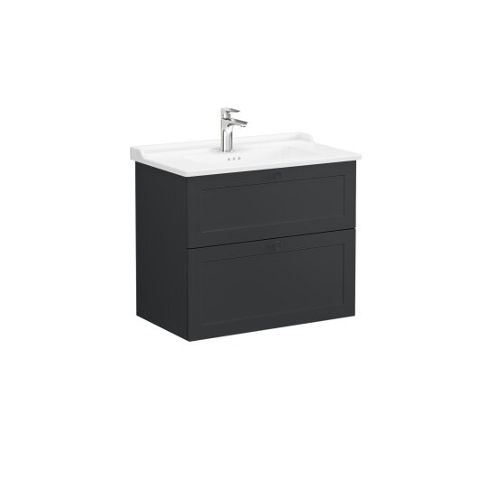 VitrA Root Classic Çift Çekmeceli Lavabo Dolabı, 80 cm, Mat Grafit (Klasik Lavabo Dahil),68873 - 6