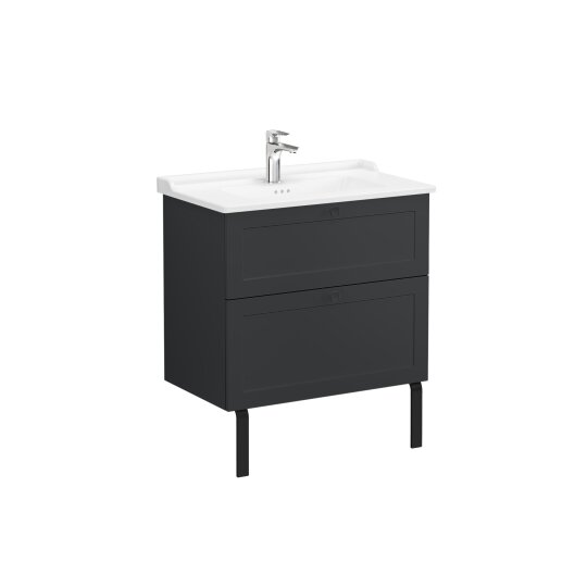 VitrA Root Classic Çift Çekmeceli Lavabo Dolabı, 80 cm, Mat Grafit (Klasik Lavabo Dahil),68873 - 9
