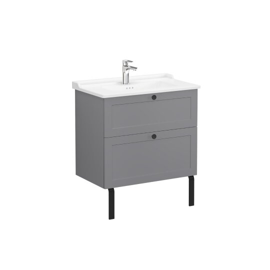VitrA Root Classic Çift Çekmeceli Lavabo Dolabı, 80 cm, Mat Gri (Klasik Lavabo Dahil),68871