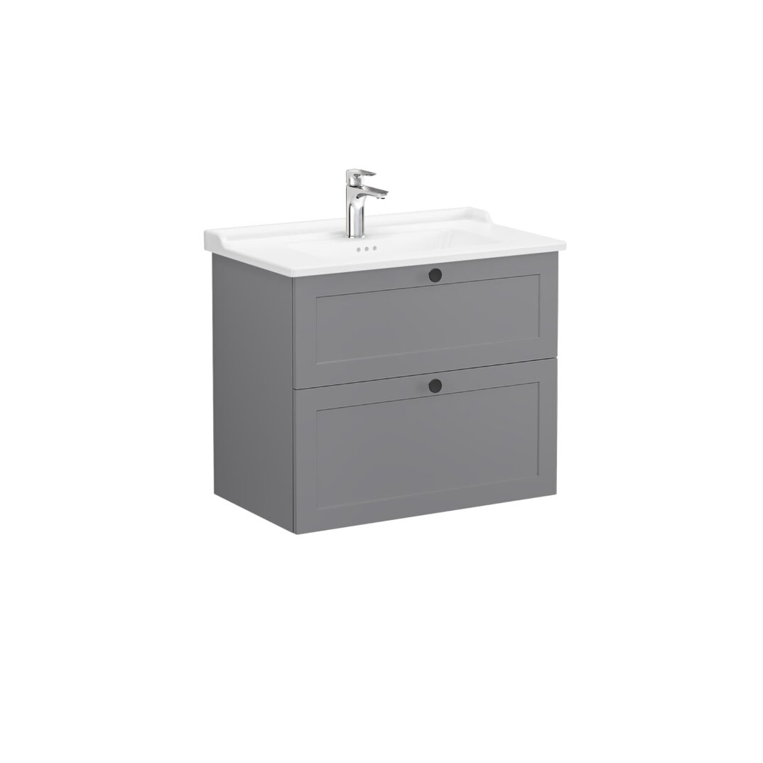 VitrA Root Classic Çift Çekmeceli Lavabo Dolabı, 80 cm, Mat Gri (Klasik Lavabo Dahil),68871 - 2