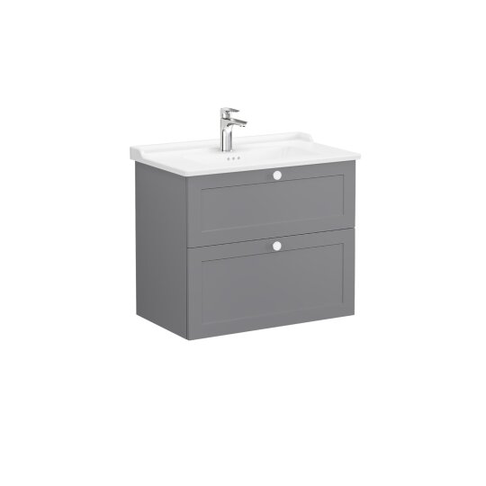 VitrA Root Classic Çift Çekmeceli Lavabo Dolabı, 80 cm, Mat Gri (Klasik Lavabo Dahil),68871 - 3