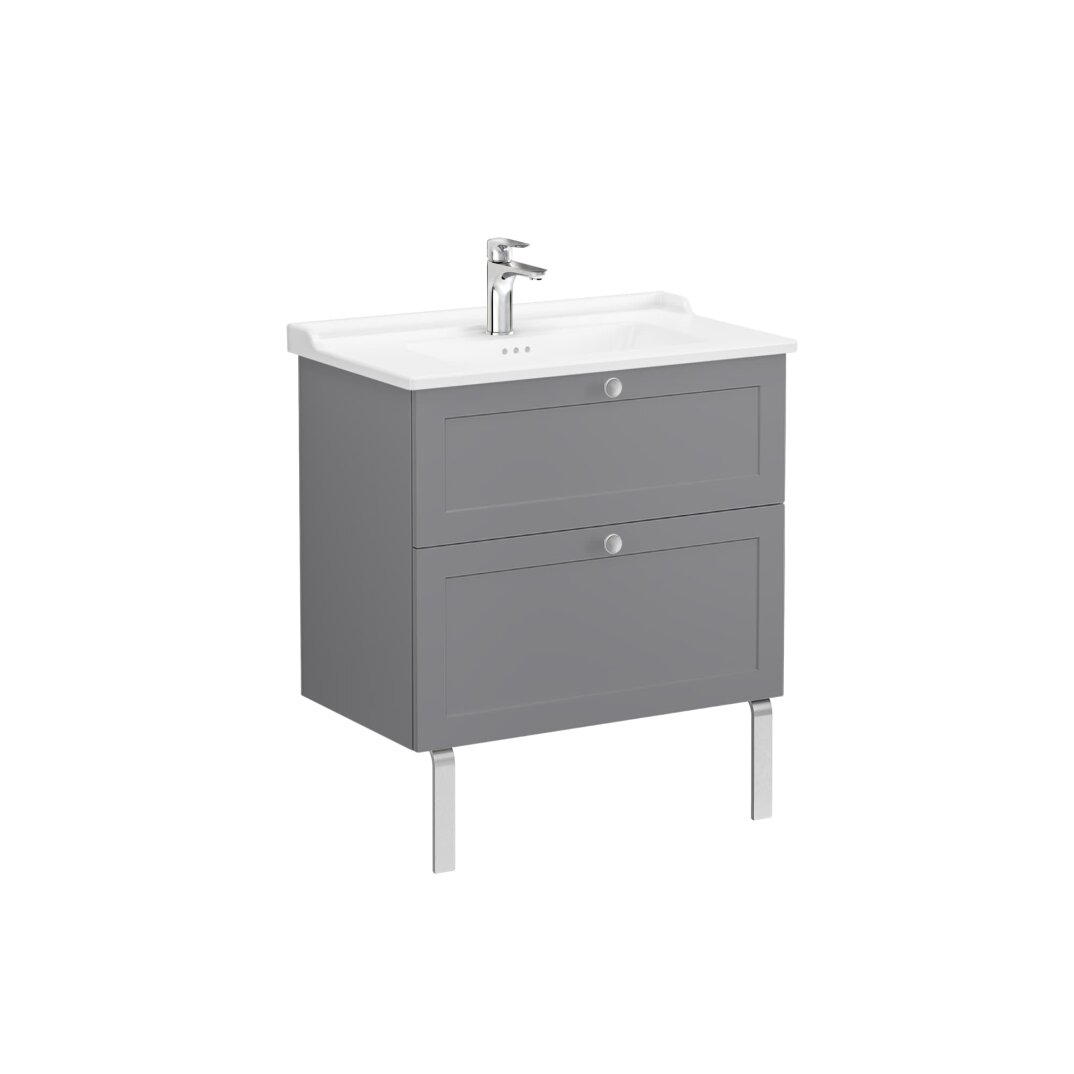 VitrA Root Classic Çift Çekmeceli Lavabo Dolabı, 80 cm, Mat Gri (Klasik Lavabo Dahil),68871 - 6