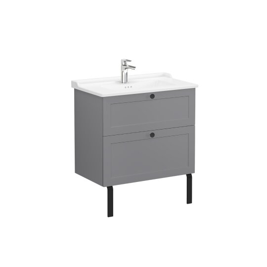 VitrA Root Classic Çift Çekmeceli Lavabo Dolabı, 80 cm, Mat Gri (Klasik Lavabo Dahil),68871 - 7