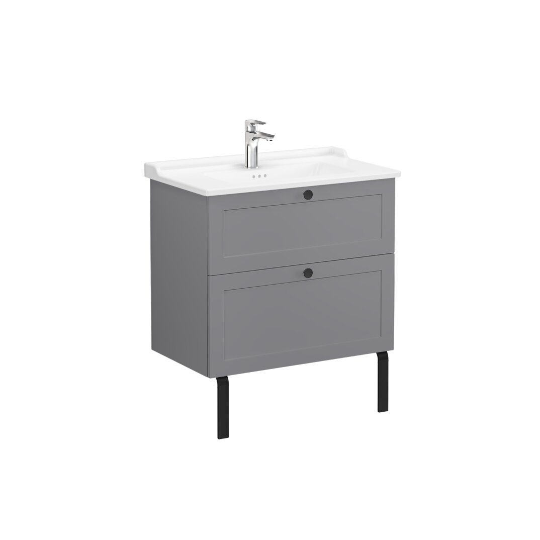 VitrA Root Classic Çift Çekmeceli Lavabo Dolabı, 80 cm, Mat Gri (Klasik Lavabo Dahil),68871 - 7
