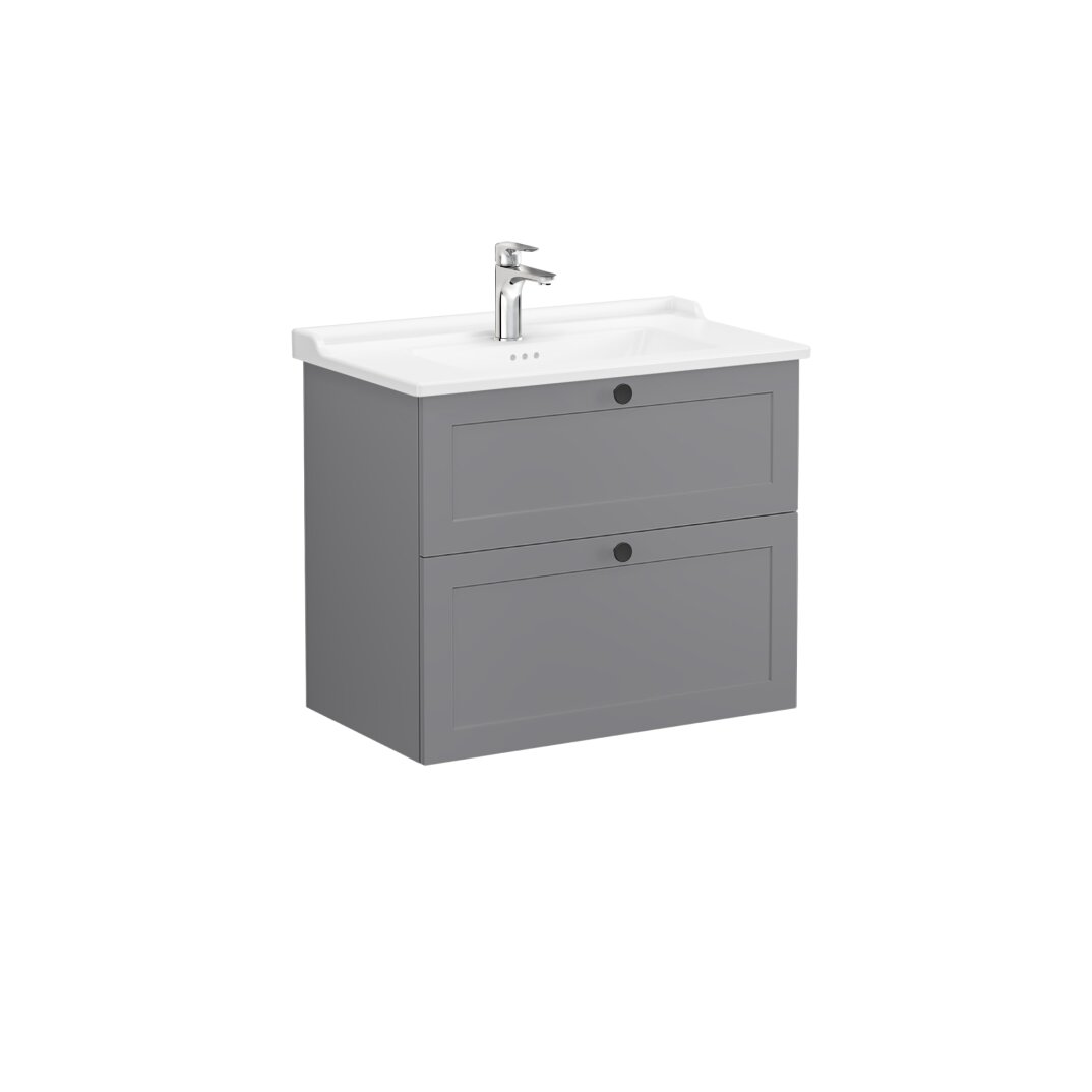 VitrA Root Classic Çift Çekmeceli Lavabo Dolabı, 80 cm, Mat Gri (Klasik Lavabo Dahil),68871 - 8