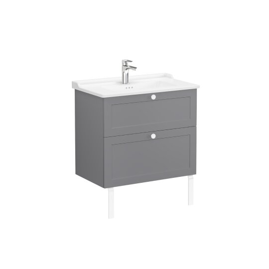 VitrA Root Classic Çift Çekmeceli Lavabo Dolabı, 80 cm, Mat Gri (Klasik Lavabo Dahil),68871 - 11