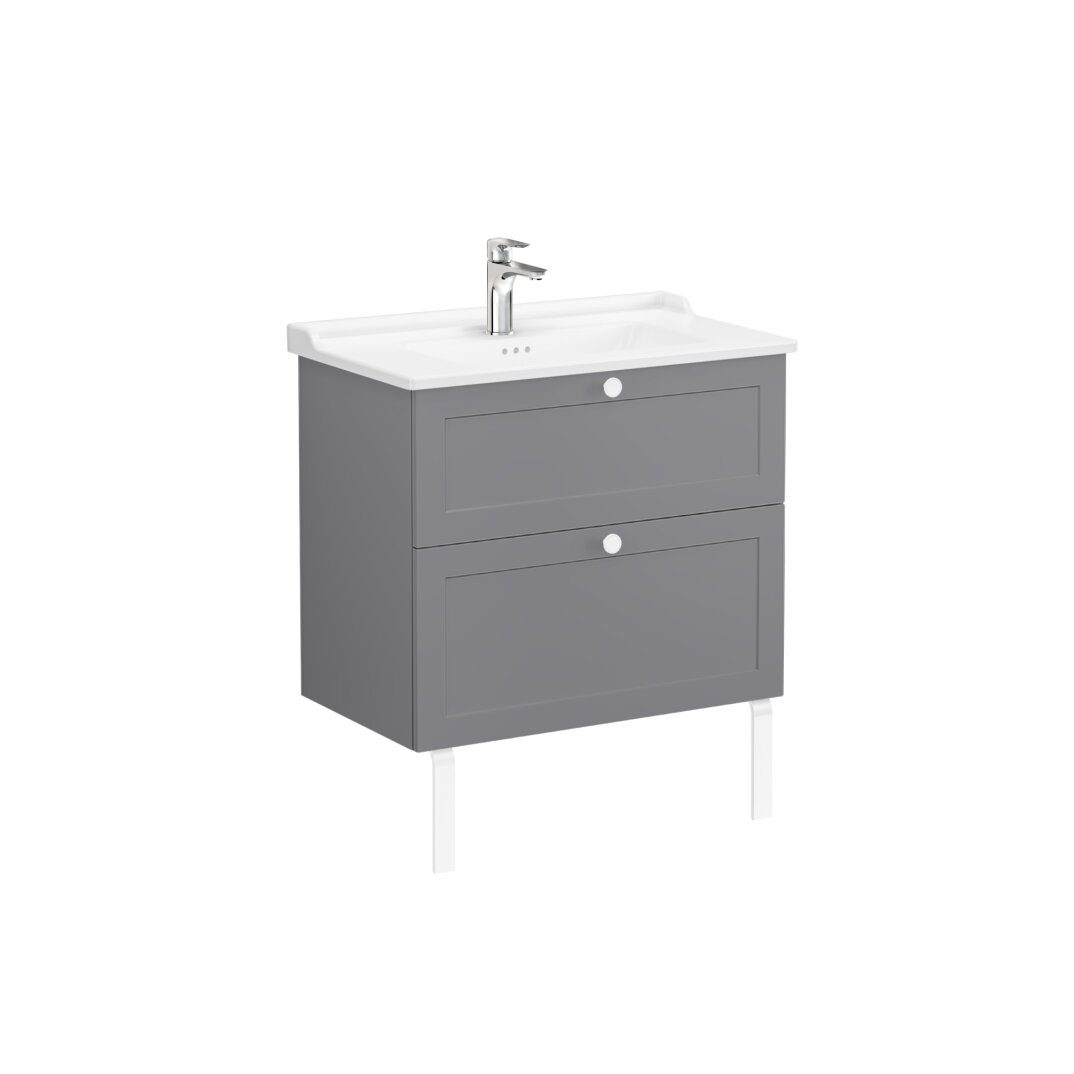 VitrA Root Classic Çift Çekmeceli Lavabo Dolabı, 80 cm, Mat Gri (Klasik Lavabo Dahil),68871 - 11