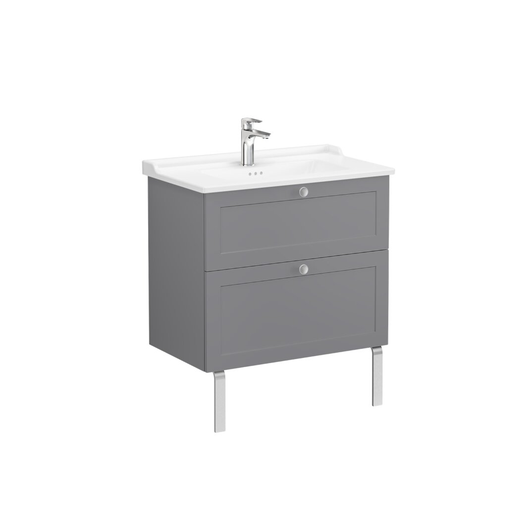VitrA Root Classic Çift Çekmeceli Lavabo Dolabı, 80 cm, Mat Gri (Klasik Lavabo Dahil),68871 - 12