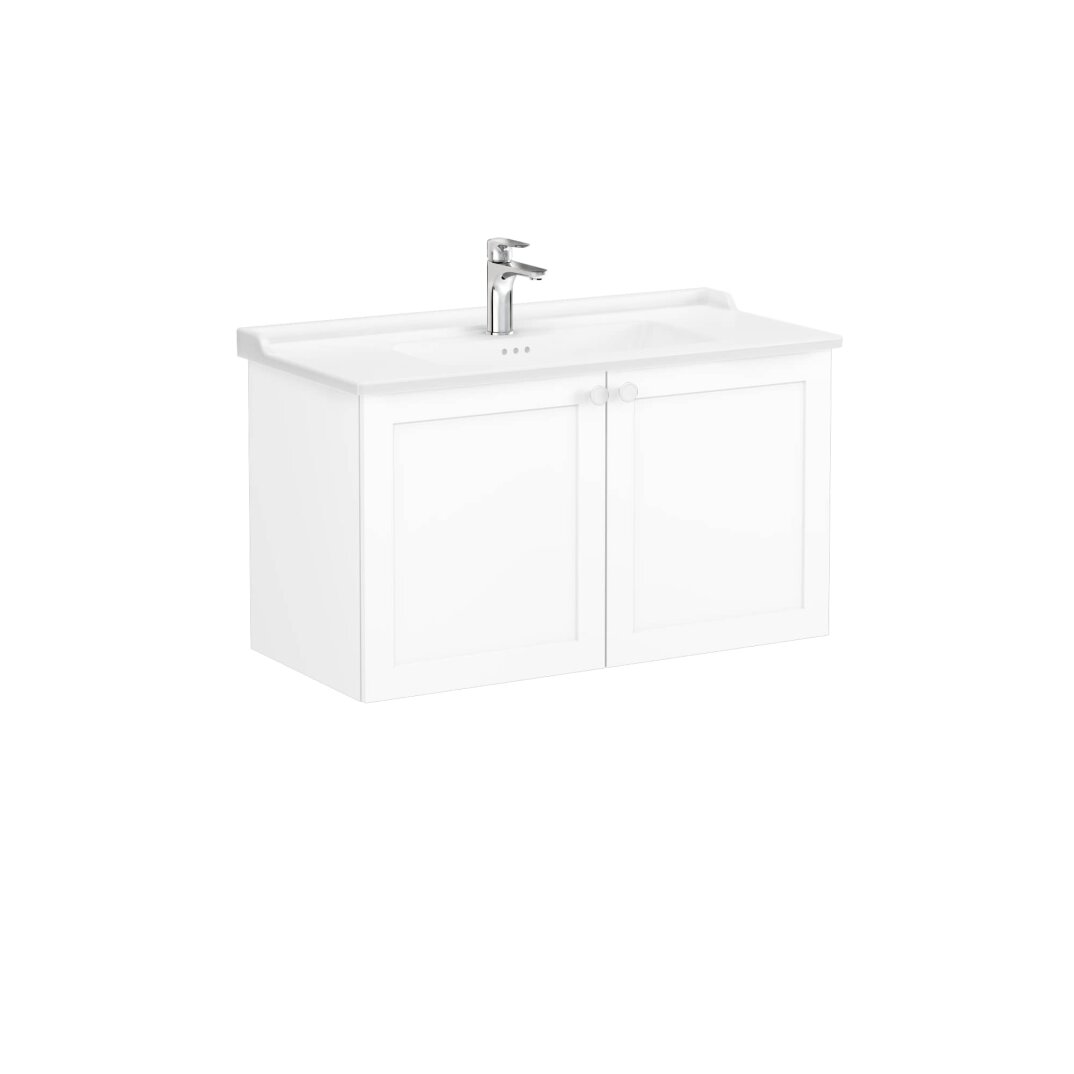 VitrA Root Classic Kapaklı Lavabo Dolabı, 100 cm, Mat Beyaz (Klasik Lavabo Dahil),68743 - 2