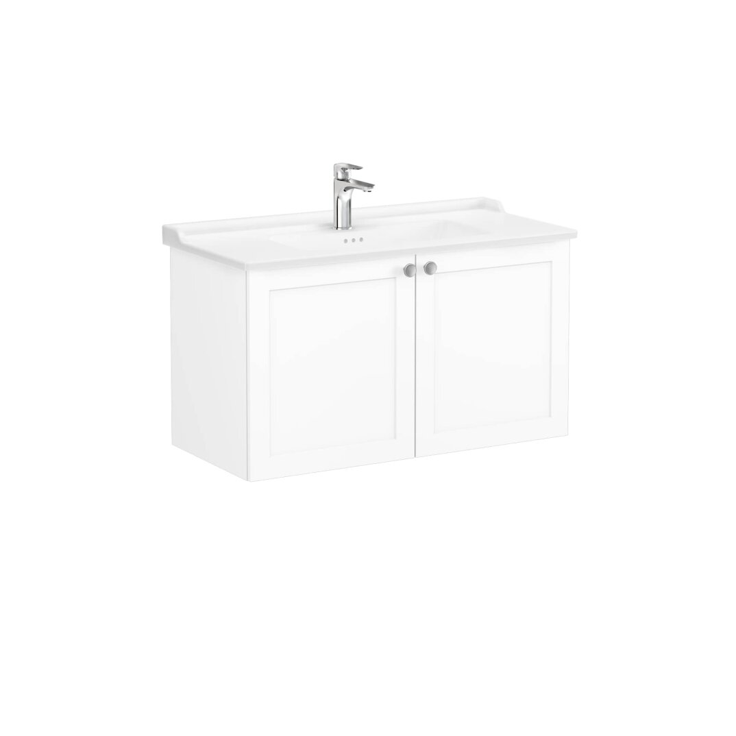 VitrA Root Classic Kapaklı Lavabo Dolabı, 100 cm, Mat Beyaz (Klasik Lavabo Dahil),68743 - 3