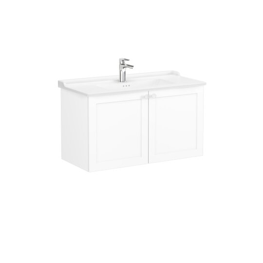 VitrA Root Classic Kapaklı Lavabo Dolabı, 100 cm, Mat Beyaz (Klasik Lavabo Dahil),68743 - 5