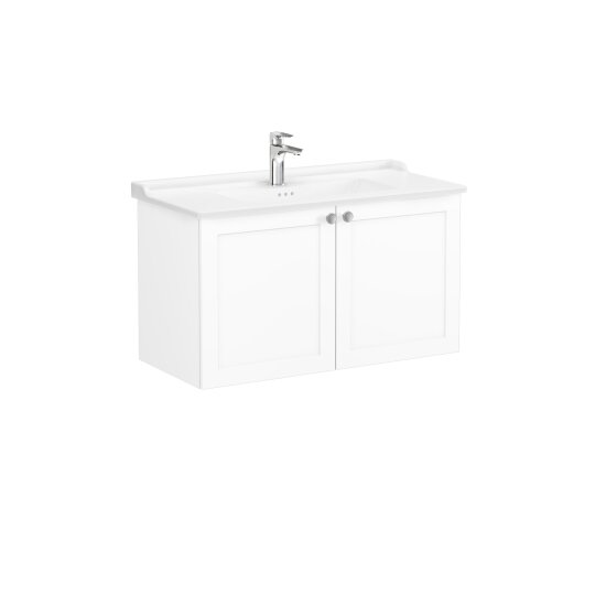 VitrA Root Classic Kapaklı Lavabo Dolabı, 100 cm, Mat Beyaz (Klasik Lavabo Dahil),68743 - 6