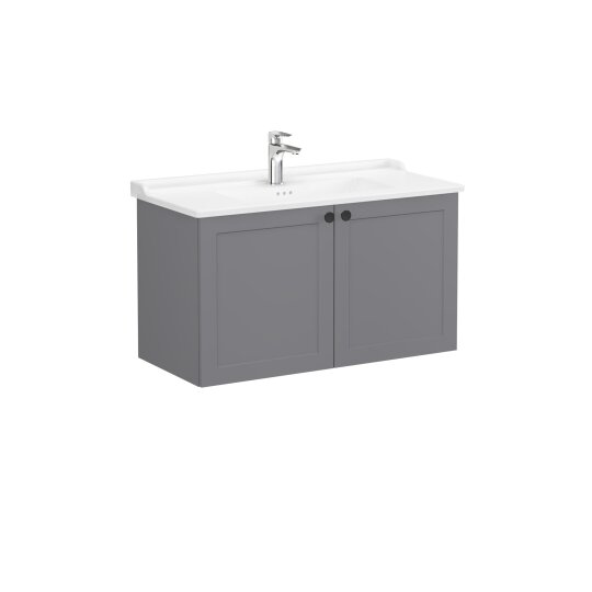 VitrA Root Classic Kapaklı Lavabo Dolabı, 100 cm, Mat Gri (Klasik Lavabo Dahil),68745