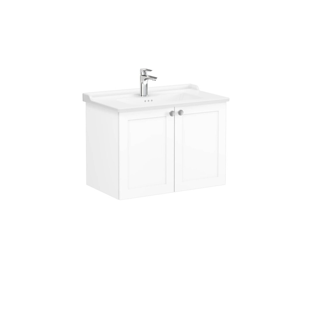 VitrA Root Classic Kapaklı Lavabo Dolabı, 80 cm, Mat Beyaz (Klasik Lavabo Dahil),68722 - 1