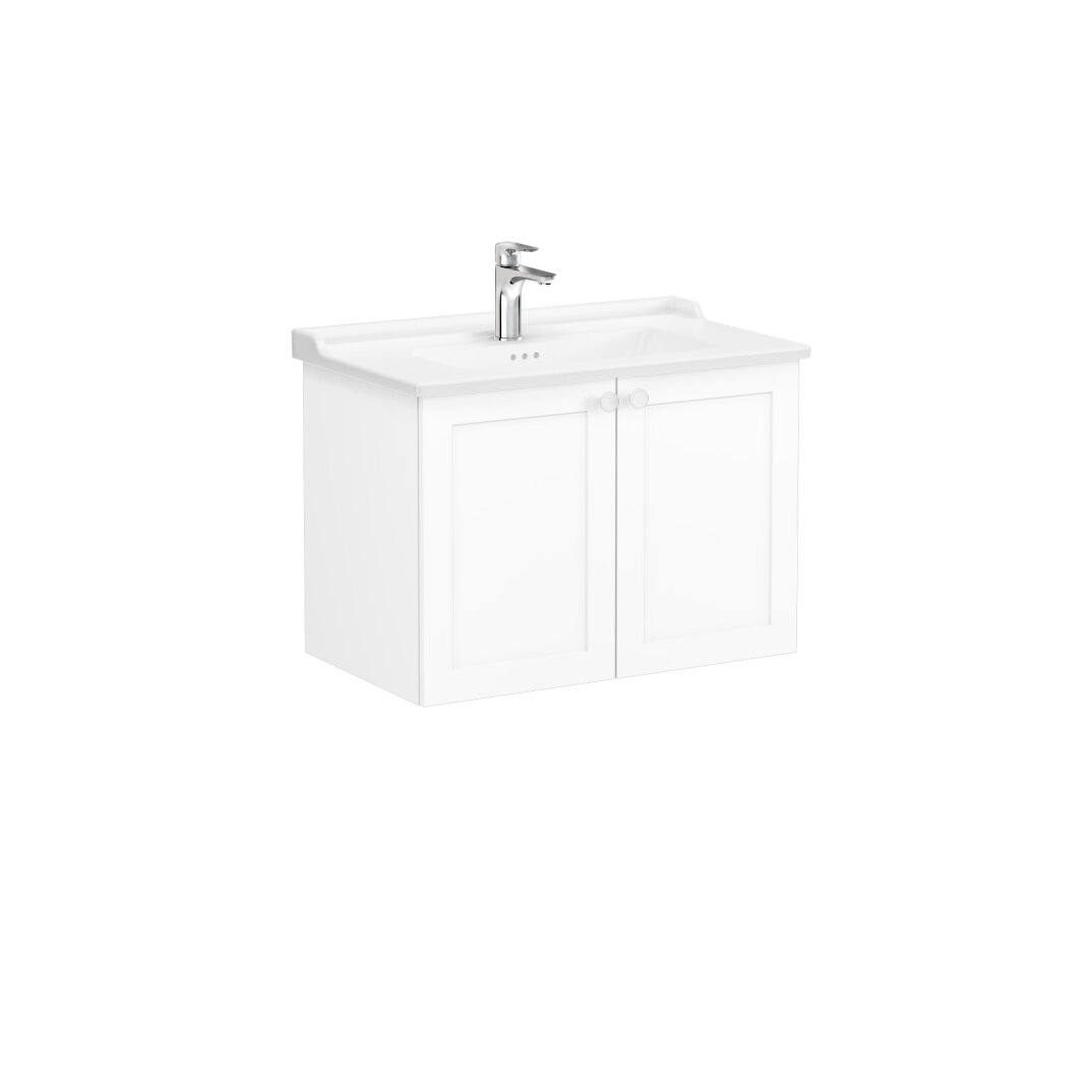 VitrA Root Classic Kapaklı Lavabo Dolabı, 80 cm, Mat Beyaz (Klasik Lavabo Dahil),68722 - 5