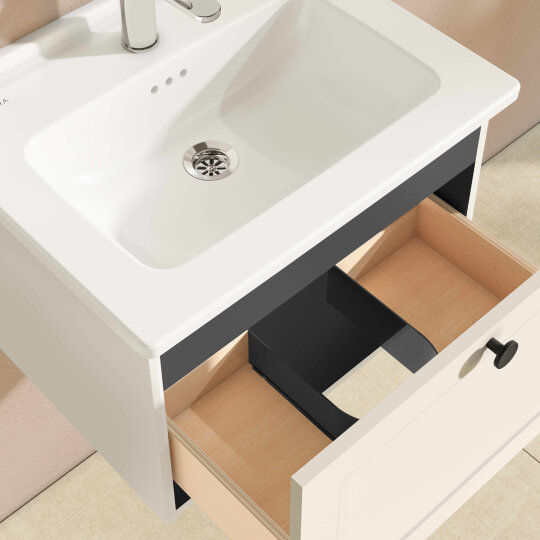 VitrA Root Classic Tek Çekmeceli Lavabo Dolabı, 60 cm, Mat Beyaz (Klasik Lavabo Dahil),68785 - 3