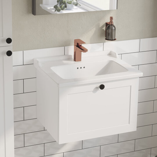 VitrA Root Classic Tek Çekmeceli Lavabo Dolabı, 60 cm, Mat Beyaz (Klasik Lavabo Dahil),68785 - 4