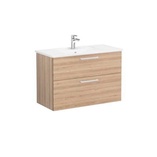 VitrA Root Flat İki Çekmeceli Lavabo Dolabı, 100 cm, Doğal Meşe (Köşeli Lavabo Dahil),68310