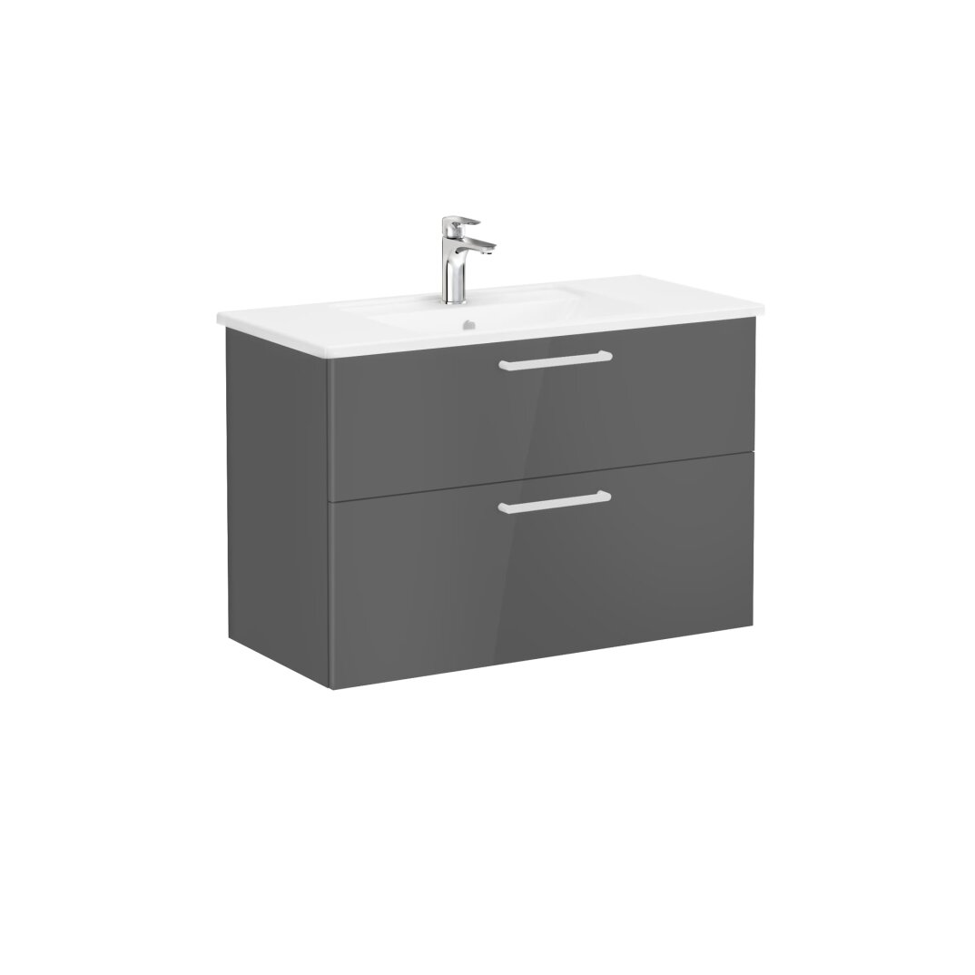 VitrA Root Flat İki Çekmeceli Lavabo Dolabı, 100 cm, Parlak Antrasit (Köşeli Lavabo Dahil),68305 - 2