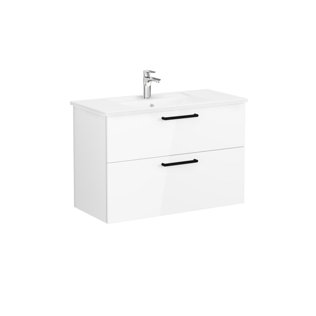 VitrA Root Flat İki Çekmeceli Lavabo Dolabı, 100 cm, Parlak Beyaz (Köşeli Lavabo Dahil),68303 - 3